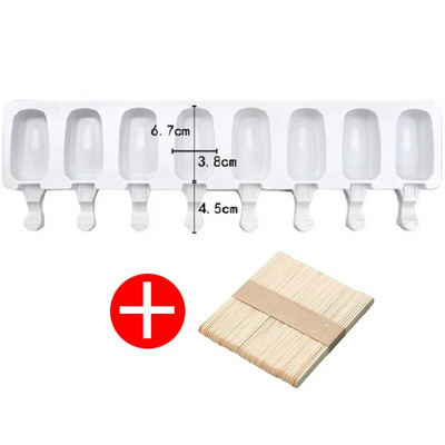 Silikonski kalup za pločice sladoleda s 8 šupljina za višekratnu upotrebu DIY aparati za sladoled klasičnog oblika sa štapićima za domaće kalupe za sladoled