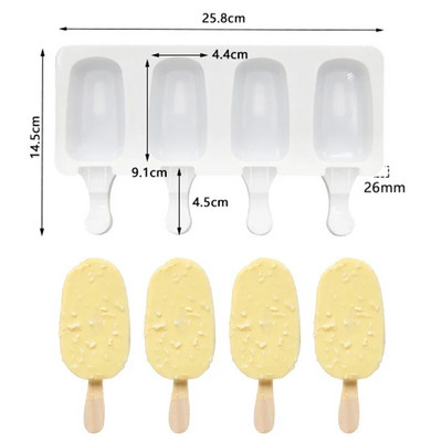 Silikonski kalup za sladoled s 3/4 rupe DIY kalup za sladoled Kućni aparat za sladoled Magnum kalup za kolače Kalup za pladanj za čokoladu Kuhinjski pribor