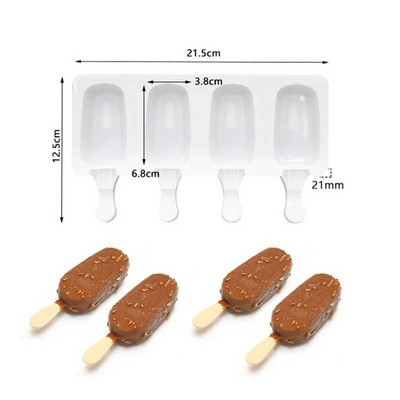 Silikonski kalup za sladoled s 3/4 rupe DIY kalup za sladoled Kućni aparat za sladoled Magnum kalup za kolače Kalup za pladanj za čokoladu Kuhinjski pribor