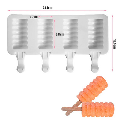 Silikonski kalup za sladoled s 3/4 rupe DIY kalup za sladoled Kućni aparat za sladoled Magnum kalup za kolače Kalup za pladanj za čokoladu Kuhinjski pribor