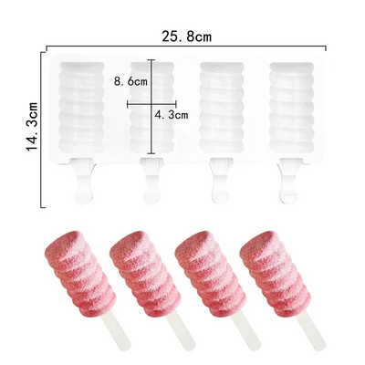 Silikonski kalup za sladoled s 3/4 rupe DIY kalup za sladoled Kućni aparat za sladoled Magnum kalup za kolače Kalup za pladanj za čokoladu Kuhinjski pribor