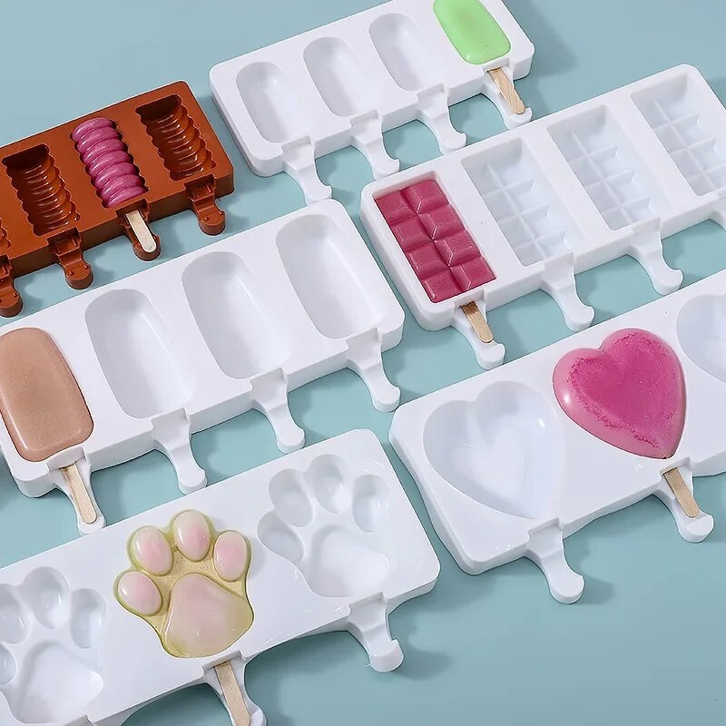 Silikonski kalup za sladoled s 3/4 rupe DIY kalup za sladoled Kućni aparat za sladoled Magnum kalup za kolače Kalup za pladanj za čokoladu Kuhinjski pribor