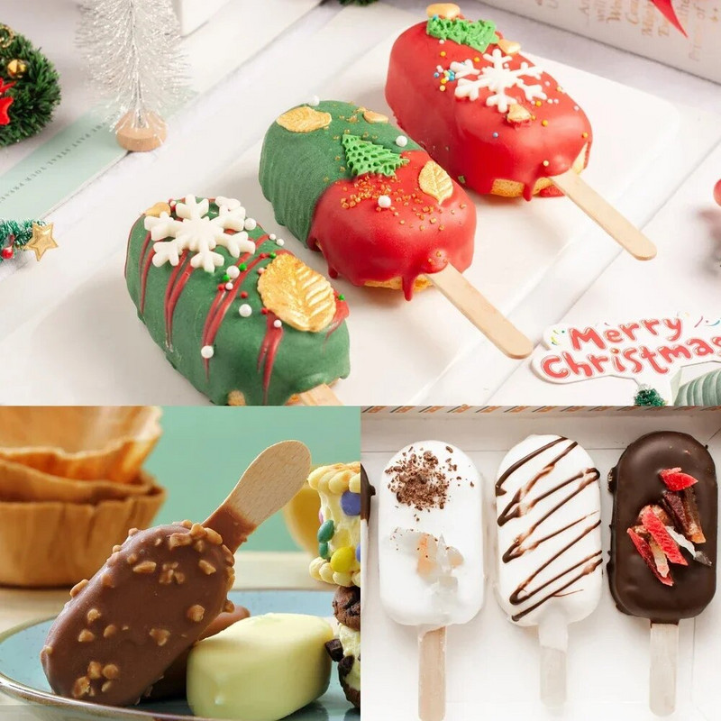 Silikonski kalup za sladoled s 3/4 rupe DIY kalup za sladoled Kućni aparat za sladoled Magnum kalup za kolače Kalup za pladanj za čokoladu Kuhinjski pribor