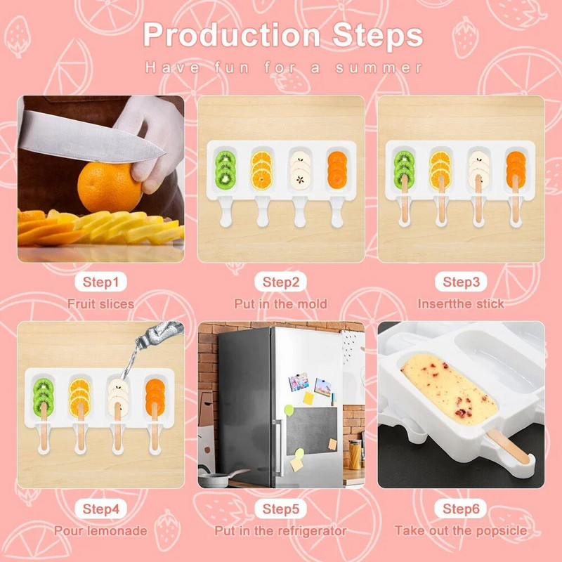 Silikonski kalup za sladoled s 3/4 rupe DIY kalup za sladoled Kućni aparat za sladoled Magnum kalup za kolače Kalup za pladanj za čokoladu Kuhinjski pribor