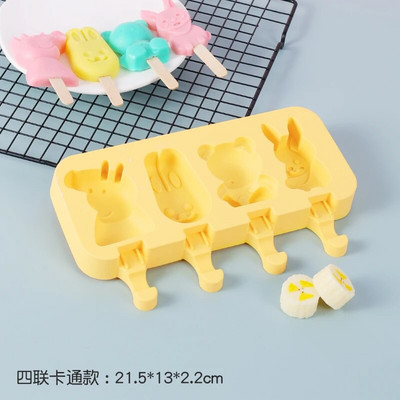 Silikonski kalup za sladoled s poklopcem Žele u obliku životinja DIY Domaći slatki sladoled sa crtićima Višekratni kalupi za sladoled u štapićima od sladoleda