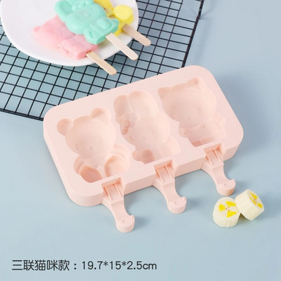 Silikonski kalup za sladoled s poklopcem Žele u obliku životinja DIY Domaći slatki sladoled sa crtićima Višekratni kalupi za sladoled u štapićima od sladoleda