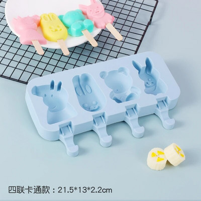 Silikonski kalup za sladoled s poklopcem Žele u obliku životinja DIY Domaći slatki sladoled sa crtićima Višekratni kalupi za sladoled u štapićima od sladoleda