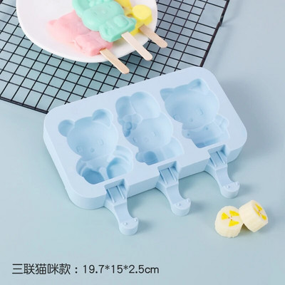 Silikonski kalup za sladoled s poklopcem Žele u obliku životinja DIY Domaći slatki sladoled sa crtićima Višekratni kalupi za sladoled u štapićima od sladoleda