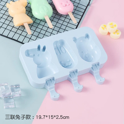 Silikonski kalup za sladoled s poklopcem Žele u obliku životinja DIY Domaći slatki sladoled sa crtićima Višekratni kalupi za sladoled u štapićima od sladoleda