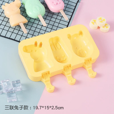 Silikonski kalup za sladoled s poklopcem Žele u obliku životinja DIY Domaći slatki sladoled sa crtićima Višekratni kalupi za sladoled u štapićima od sladoleda