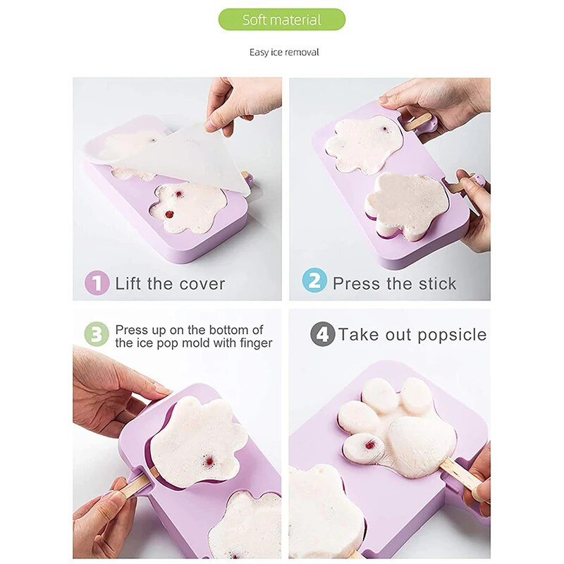 Silikonski kalup za sladoled s poklopcem Žele u obliku životinja DIY Domaći slatki sladoled sa crtićima Višekratni kalupi za sladoled u štapićima od sladoleda