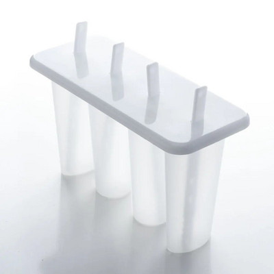 Kalupi za sladoled, 4 udubljenja, domaći kalupi za sladoled za višekratnu upotrebu, lako otpuštajući kalupi i 50 drvenih štapića