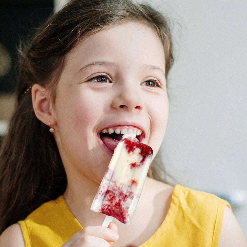 Kalupi za sladoled, 4 udubljenja, domaći kalupi za sladoled za višekratnu upotrebu, lako otpuštajući kalupi i 50 drvenih štapića
