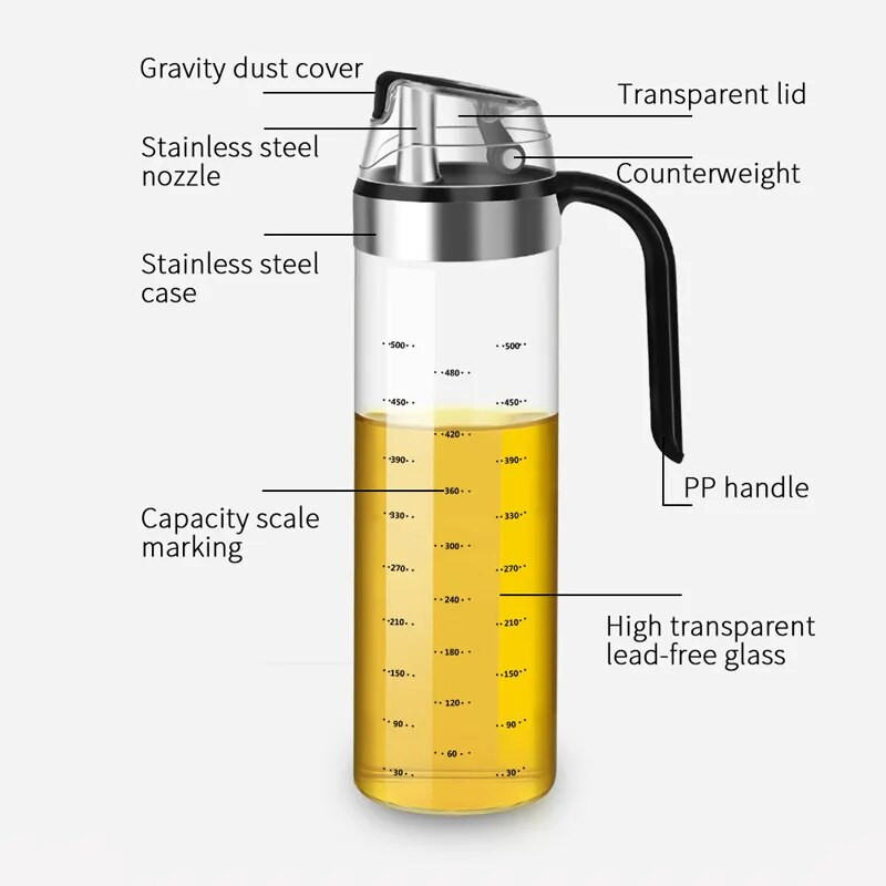 Boca za doziranje začina za kuhanje Boca za umak Staklene boce za pohranu za začine Staklo Ulje u spreju Ocat Kreativni kuhinjski alati