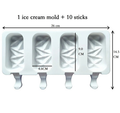 Silikonski kalup za sladoled s 4 ćelije. Ice Pop Cube. Kalup za bačvu za sladoled. Zamrzivač za desert. Alati za izradu kalupa za sladoled sa štapićem za sladoled.