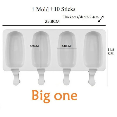 Silikonski kalup za sladoled s 4 ćelije. Ice Pop Cube. Kalup za bačvu za sladoled. Zamrzivač za desert. Alati za izradu kalupa za sladoled sa štapićem za sladoled.