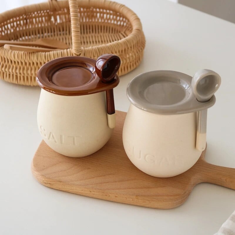 Keraminis prieskonių indelis Druskos cukraus skardinės Prieskonių indelis Prieskonių Organizatorius Prieskonių indelis Didelės talpos Virtuvės įrankiai Prieskonių indelis