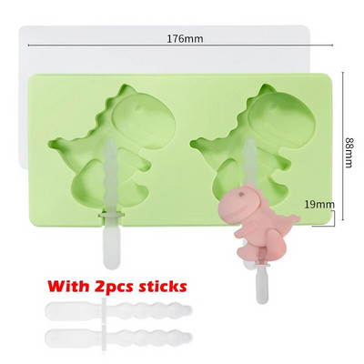 Crtani čudovišni dinosaur Silikonski kalup za sladoled s poklopcem Štapići Zeko medo DIY kalup za sladoled Kalup za kocke leda Kuhinjski alati