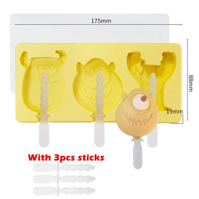 Crtani čudovišni dinosaur Silikonski kalup za sladoled s poklopcem Štapići Zeko medo DIY kalup za sladoled Kalup za kocke leda Kuhinjski alati