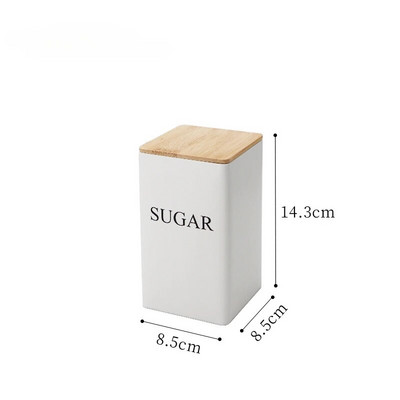 Paprastas bambuko dangtelis Geležinis meninis maisto indeliai Kavos pupelių laikymo arbatos skardinės Virtuvės indai, kvadratiniai stiklainių dėžutės stiklainiai