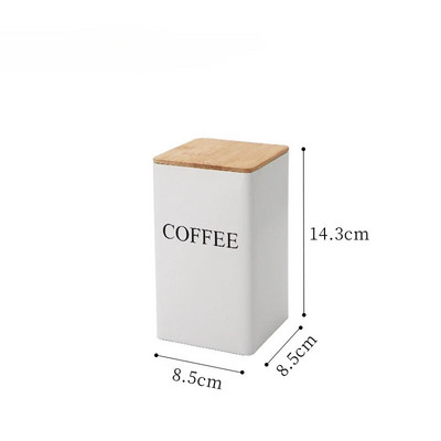 Paprastas bambuko dangtelis Geležinis meninis maisto indeliai Kavos pupelių laikymo arbatos skardinės Virtuvės indai, kvadratiniai stiklainių dėžutės stiklainiai