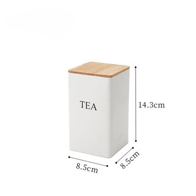 Paprastas bambuko dangtelis Geležinis meninis maisto indeliai Kavos pupelių laikymo arbatos skardinės Virtuvės indai, kvadratiniai stiklainių dėžutės stiklainiai