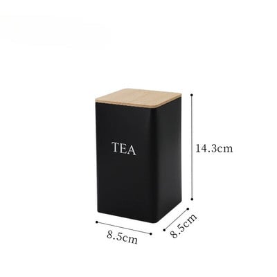 Paprastas bambuko dangtelis Geležinis meninis maisto indeliai Kavos pupelių laikymo arbatos skardinės Virtuvės indai, kvadratiniai stiklainių dėžutės stiklainiai