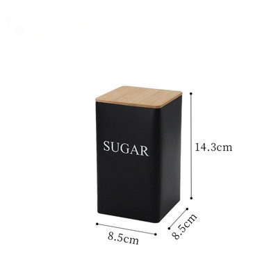 Paprastas bambuko dangtelis Geležinis meninis maisto indeliai Kavos pupelių laikymo arbatos skardinės Virtuvės indai, kvadratiniai stiklainių dėžutės stiklainiai