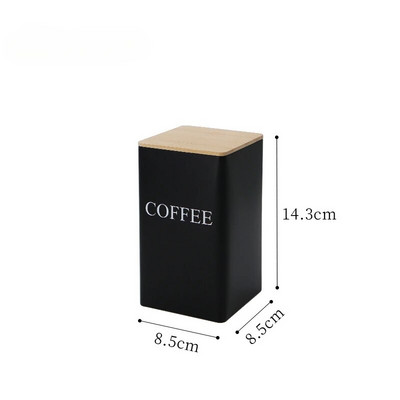 Paprastas bambuko dangtelis Geležinis meninis maisto indeliai Kavos pupelių laikymo arbatos skardinės Virtuvės indai, kvadratiniai stiklainių dėžutės stiklainiai