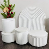 Dunga rotunda cu capac Sticla Matrite din silicon DIY Tencuiala Lumanari Borcane Mucegai din silicon Plante suculente Articole pentru fabricare Decor