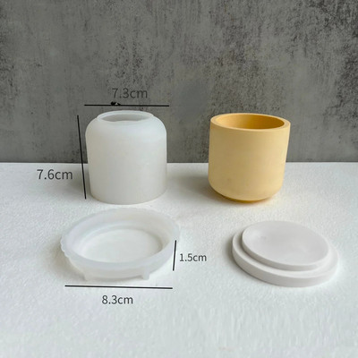 Dunga rotunda cu capac Sticla Matrite din silicon DIY Tencuiala Lumanari Borcane Mucegai din silicon Plante suculente Articole pentru fabricare Decor