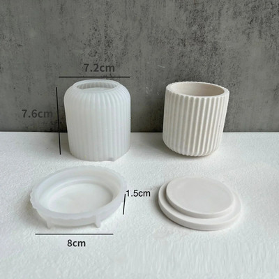 Dunga rotunda cu capac Sticla Matrite din silicon DIY Tencuiala Lumanari Borcane Mucegai din silicon Plante suculente Articole pentru fabricare Decor