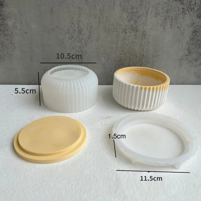 Dunga rotunda cu capac Sticla Matrite din silicon DIY Tencuiala Lumanari Borcane Mucegai din silicon Plante suculente Articole pentru fabricare Decor