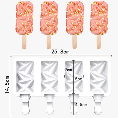 Silikonski kalup za sladoled s 3/4 ćelija, aparat za sladoled, kalup za sladoled, kalup za ledene kocke, kalup za sladoled, kalup za sladoled, kalup za sladoled, kalup za sladoled, kalup za sladoled