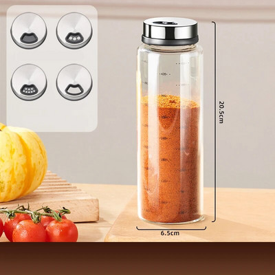 GIANXI 200 ml/500 ml didelio borosilikatinio stiklo prieskonių indelis, buitinis skaidrus besisukantis prieskonių butelis Virtuvės priedai