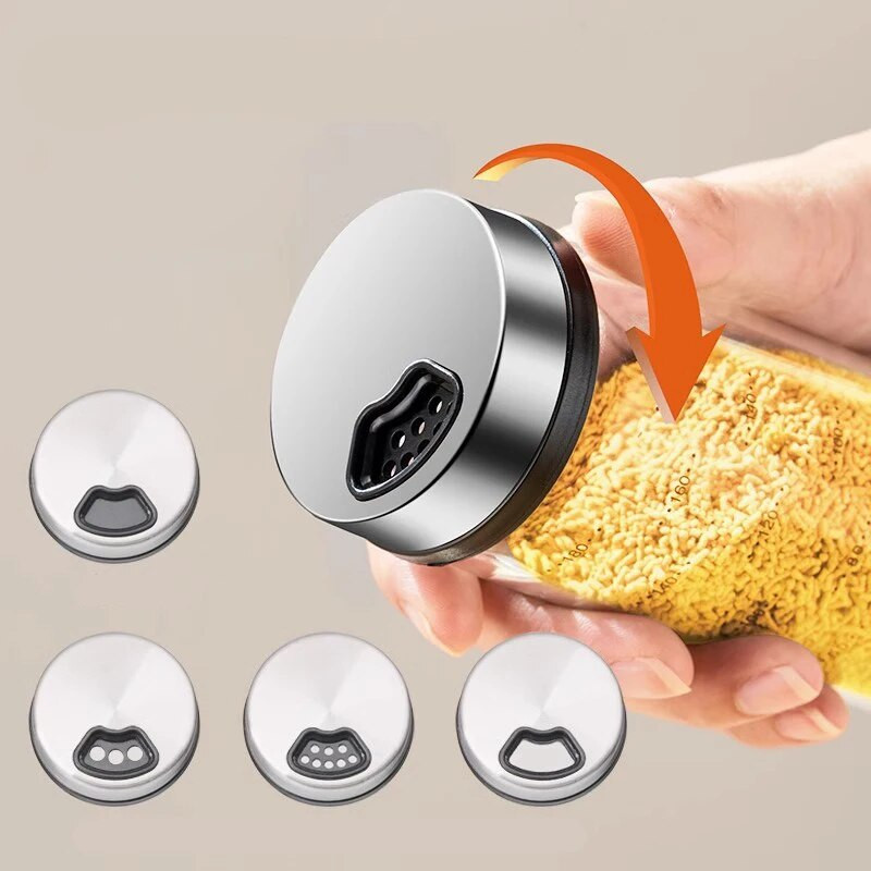 GIANXI 200 ml/500 ml didelio borosilikatinio stiklo prieskonių indelis, buitinis skaidrus besisukantis prieskonių butelis Virtuvės priedai