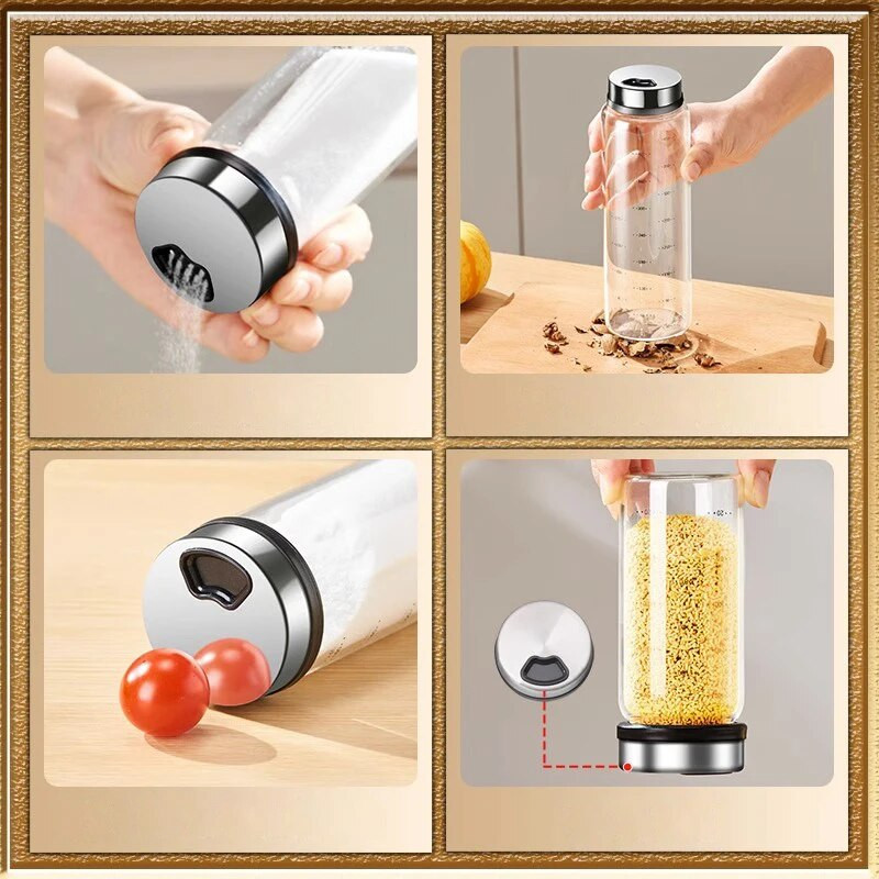 GIANXI 200 ml/500 ml didelio borosilikatinio stiklo prieskonių indelis, buitinis skaidrus besisukantis prieskonių butelis Virtuvės priedai