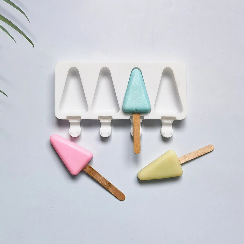 1PC Silikonski trokutasti kalup za sladoled DIY čokoladni desert Posicle pladanj za ljetnu zabavu Alat za izradu blokova leda