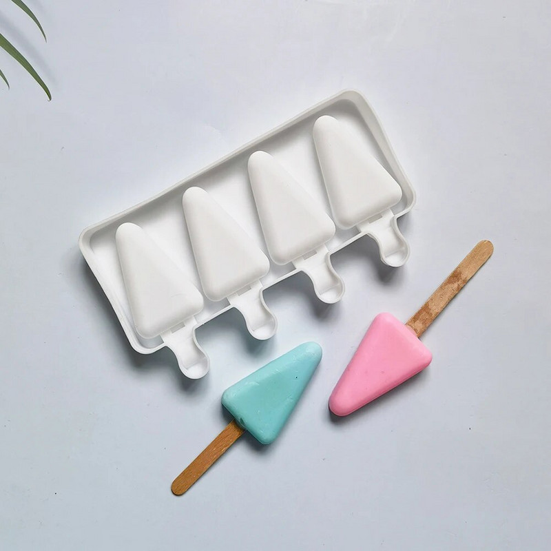 1PC Silikonski trokutasti kalup za sladoled DIY čokoladni desert Posicle pladanj za ljetnu zabavu Alat za izradu blokova leda