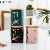 Tárolási kellékek Márvány kerámia lezárt tégelyes kerek 360 ml-es tároló palack bambusz módosítással konyhai eszközök gabona adagoló