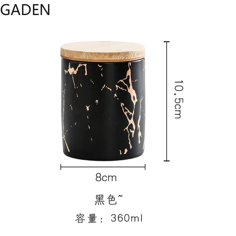 Tárolási kellékek Márvány kerámia lezárt tégelyes kerek 360 ml-es tároló palack bambusz módosítással konyhai eszközök gabona adagoló