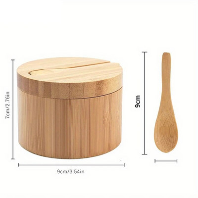 Kutija za začine od bambusa sa žlicom, rotirajućim poklopcem Kutija za začine Posuda za začine Šećer Sol Papar Staklenka Začini Naprava za piknik