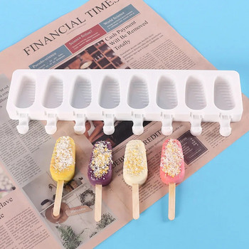 Нова силиконова форма за сладолед DIY Love Oval Cartoon Popsicle Pastry Шоколадова камея Форма Summer ice cube Making Kit Кухненски инструменти