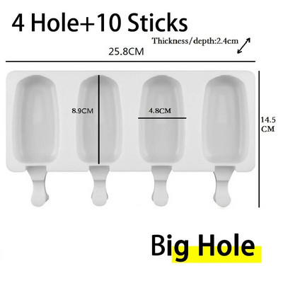 Silikonski kalup za sladoled sa 4/8 rupa Zamrzivač za deserte Kalup za izradu voćnih sladoleda DIY Domaći kalup za sladoled sa štapićem