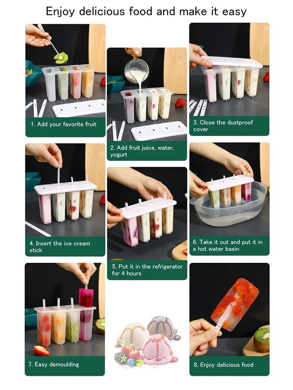 Bijeli kvadratni kalup za sladoled Kutija za led Kalup za sladoled za sladoled - 1 komad