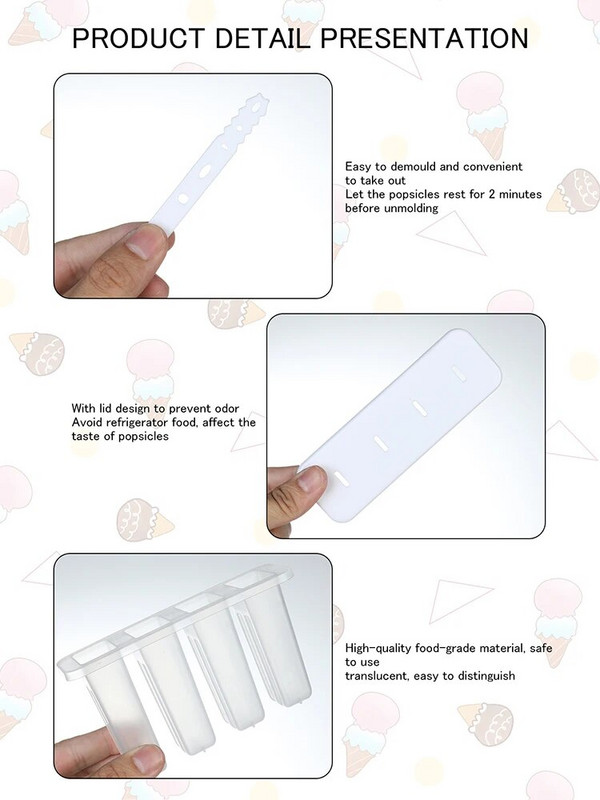 Bijeli kvadratni kalup za sladoled Kutija za led Kalup za sladoled za sladoled - 1 komad