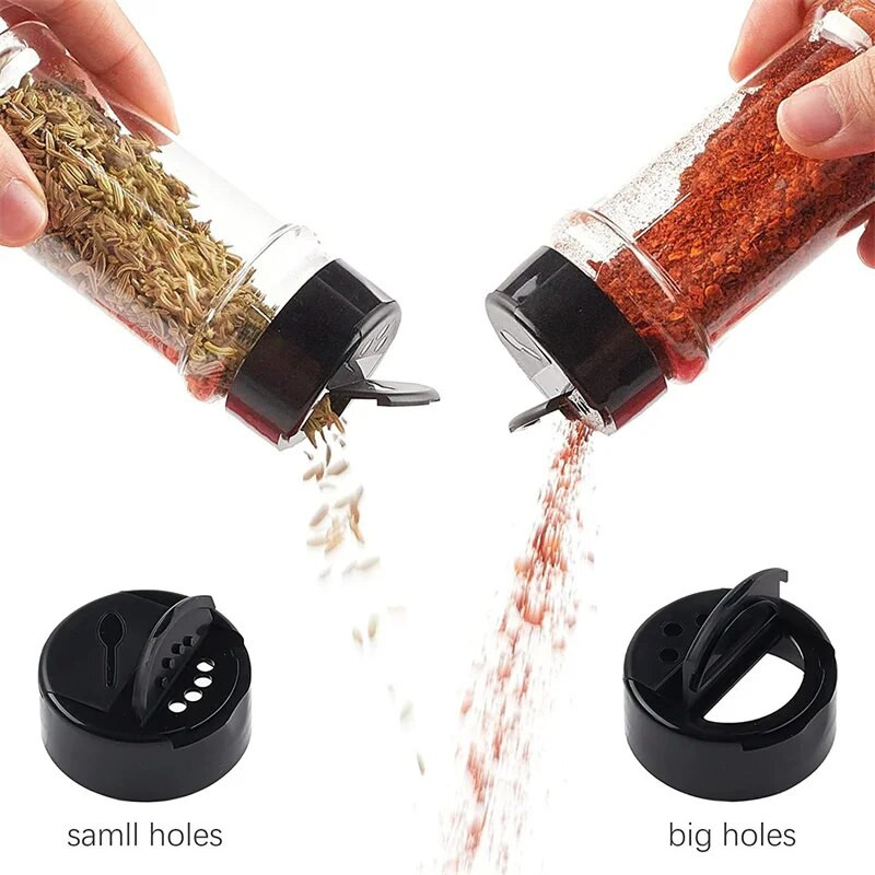 Plastikinis dvigubai atidaromas prieskonių butelis Buitinis atplaunamas miltelių kanistras lauko kepsnių pagardų indelis Virtuvės priedai