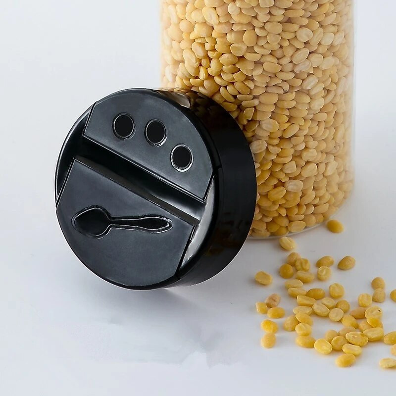 Plastikinis dvigubai atidaromas prieskonių butelis Buitinis atplaunamas miltelių kanistras lauko kepsnių pagardų indelis Virtuvės priedai