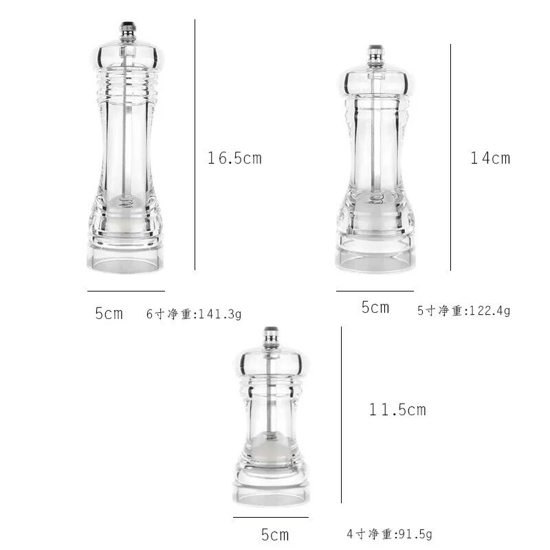 Virtuvės pipirų malimo masyvo korpusas su reguliuojamu malūnėliu, 5 colių, 8 colių, 10 colių