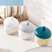 Virtuvinės druskos plaktuvo prieskonių indelis su šaukštu pipirų prieskonių dėžute Drėgmei atsparus prieskonių įrankis Druskos plaktuvas